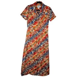 Vintage 1970s Hawaiian Floral Max Shirt Dress, Royal Palm Hawaii Size 6‎